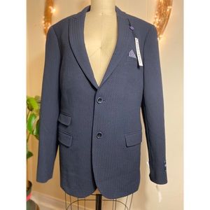 Men’s Textured Navy Blue Blazer